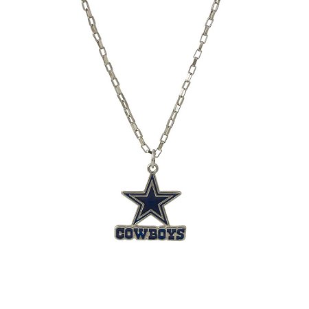 Colar Dallas Cowboys NFL Corrente C/ Pingente Metálico