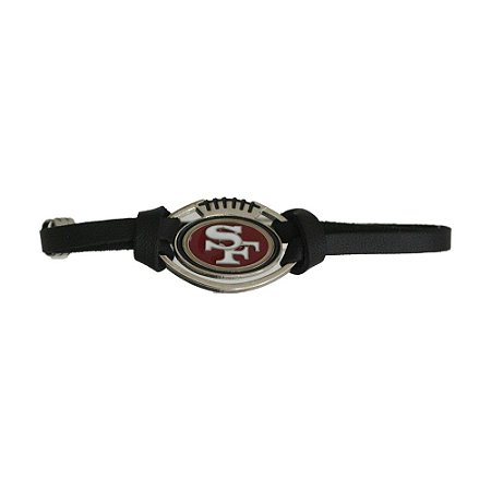 Pulseira San Francisco 49ers NFL Preto C/ Pingente Metálico