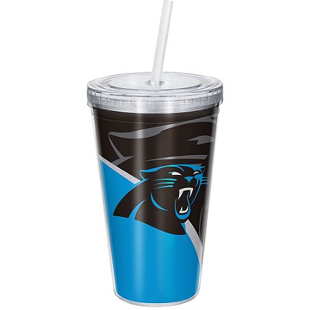 Copo Com Canudo Luxo NFL Carolina Panthers