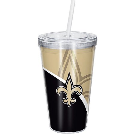 Copo Com Canudo Luxo NFL New Orleans Saints