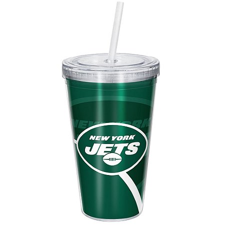 Copo Com Canudo Luxo NFL New York Jets