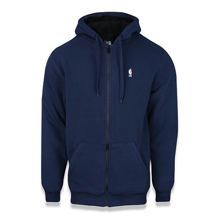 Moletom New Era NBA Logoman Fur Aberto Peluciado Azul FIRST DOWN