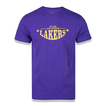 Camiseta New Era Los Angeles Lakers NBA College Convex Roxo