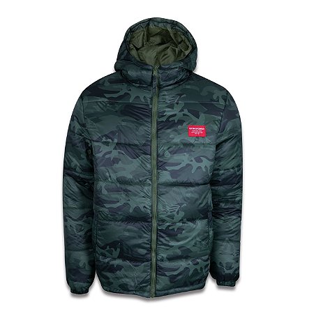 Jaqueta Puffer New Era Military Full Camuflada Verde