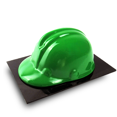 Miniatura de capacete de obra verde