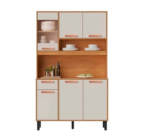 Armário Kit Cozinha Itatiaia Nápoles 1.20m Cinamomo Off