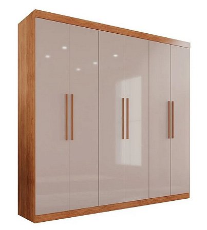 Guarda Roupa 6 Portas Valverde Ubatuba PLUS Cinamomo Off MDF