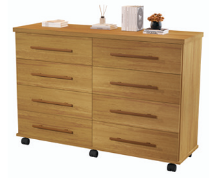 Cômoda Jade 8 Gavetas Mel