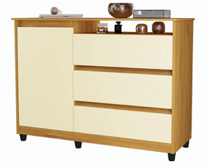 Comoda Sky Mel Pérola 3 Gavetas Sapateira