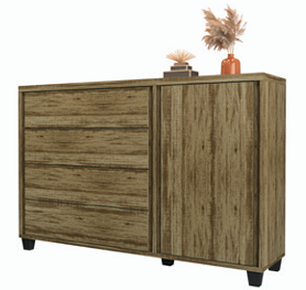 Comoda Stone Amendoa 4 Gavetas Sapateira