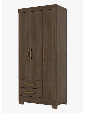 Guarda Roupa 3 Portas Briz 2 Gavetas Castanho