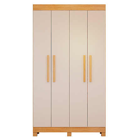 Guarda Roupa 4 Portas Valdemoveis Quero Quero Cinamomo/Off MDF