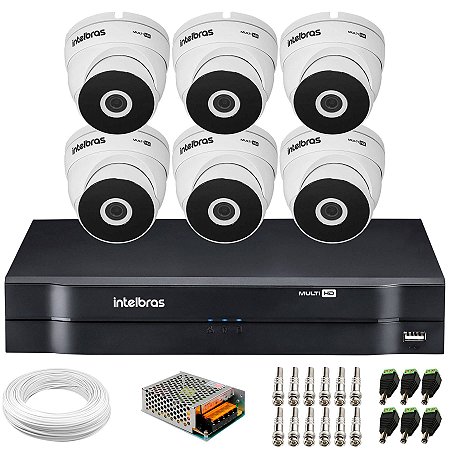 Kit Intelbras 6 Câmeras HD 720p VHL 1120 D + DVR 1208 Intelbras com HD 500 mb