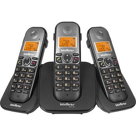 KIT 01 Telefone Sem Fio Intelbrás Ts 5120 Viva Voz + 02 ramais TS 5120R