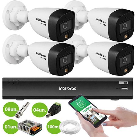 KIT 01 DVR INTELBRÁS MHDX 3104 + 01  HD  500 mb + 04 CÂMERAS INTELBRÁS FULL COLOR  + 01 FONTE 12V 3A