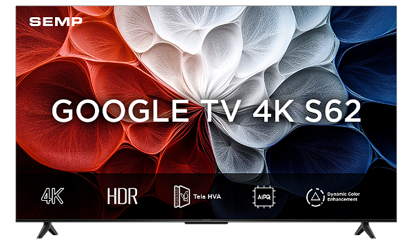 Smart TV LED 55" SEMP S62 4K UHD, Google TV, Wi-Fi Dual Band, Dolby Áudio e Comando por Voz com Google Assistente