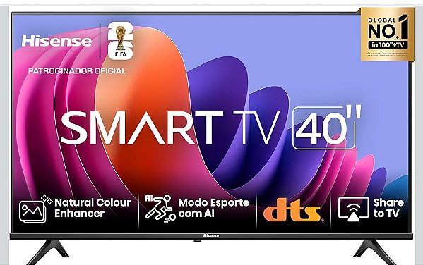 Smart Tv Hisense 40" Full HD 40A4NV DLed Android Wi-Fi Bluetooth