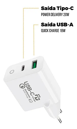 Carregador De Parede Turbo Power Delivery Tecnologia Quick Charger 4.0