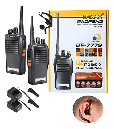 Kit 2 Rádios Walk Talk Comunicador 16 Ch 12km Baofeng 777s Ht