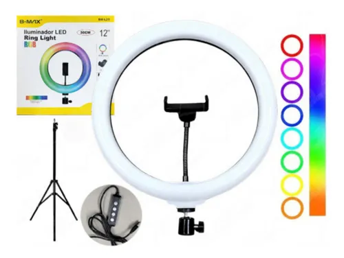 Ring Light Rgb Colorida 12 Polegadas Led 30cm + Tripe 2m