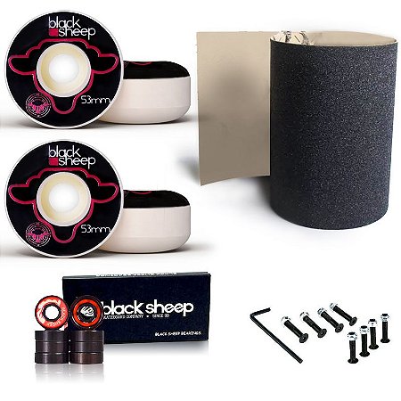 Roda Black Sheep Fundida 53mm + Rolamento Black + Lixa Importada
