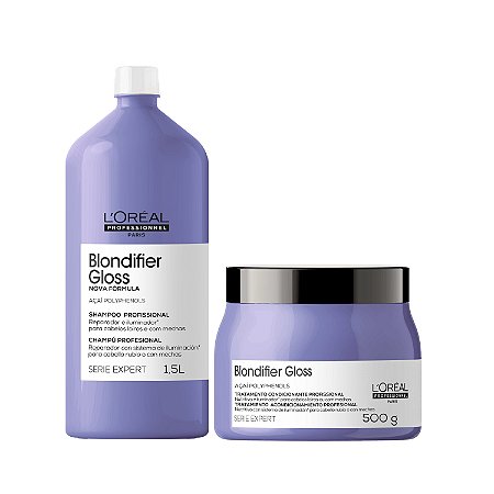 Kit L'Oréal Blondifier Gloss - Shampoo e Máscara Grande