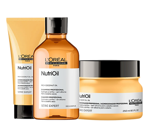 Kit L'Oréal NutriOil  - Shampoo, Condicionador e Máscara