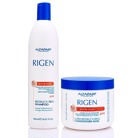 Kit Alfaparf Rigen Restore - Shampoo 500ml + Máscara 500ml