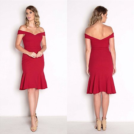 vestido vermelho curto com babado