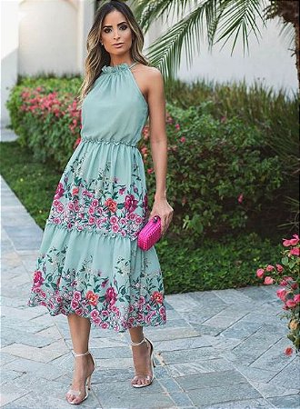 vestido social floral