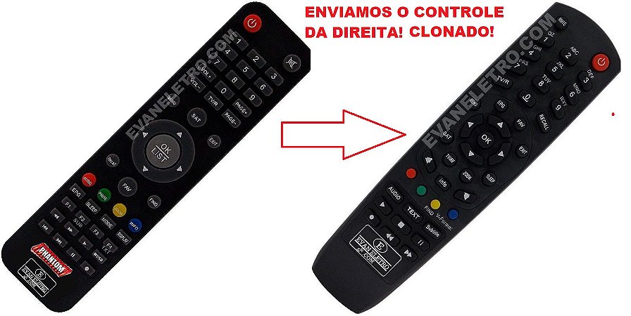 Controle Remoto Para Receptor Phantom Ultra HD TV / Ultra HC TV