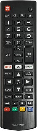 Controle Remoto compativel com smart tv LG AKB75375604 com Netflix e Amazon