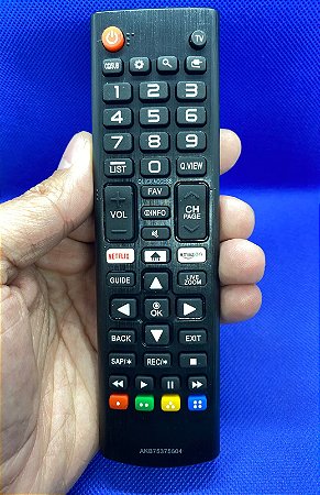 Controle Remoto compativel com smart tv LG AKB75375604 com Netflix e Amazon