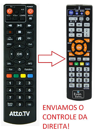Controle Remoto para Receptor Atto.TV Pixel Core