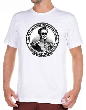 Camiseta Branca Império do Brasil Dom Pedro I Frase Fico