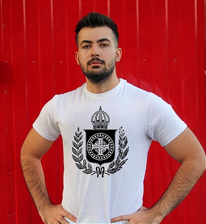 Camiseta Branca com o Brasão Imperial Preto