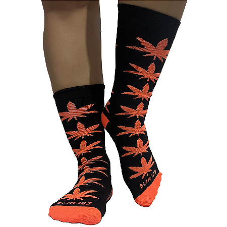 ColMeia Dry-fit - Preta e Laranja