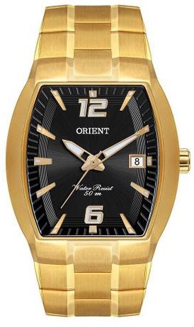 Relógio Orient Masculino Retangular Dourado GGSS1017