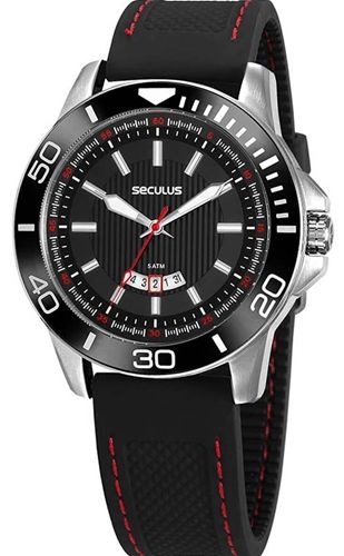Relógio Seculus Masculino Preto com kit de cuidados 20791G0SVNU1