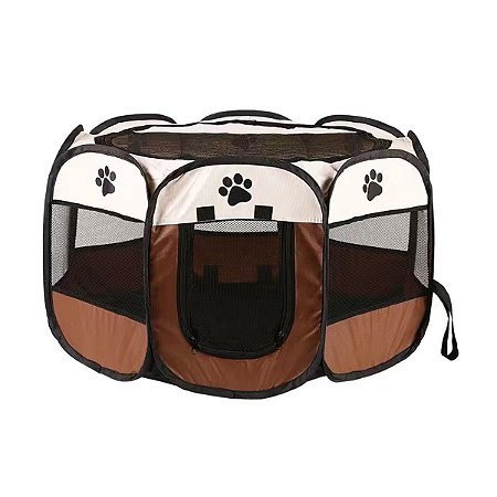 Cercado Pet Dobrável Cercadinho Cães Gatos 88 x 60cm Marrom