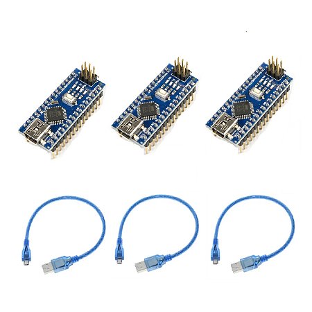 Kit 3 Arduino Nano Compatível V3 Atmega328 Soldado C/ Cabo