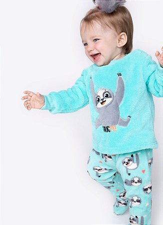 PIJAMA ML BABY SOFT PREGUICA MESCLA ESCURO