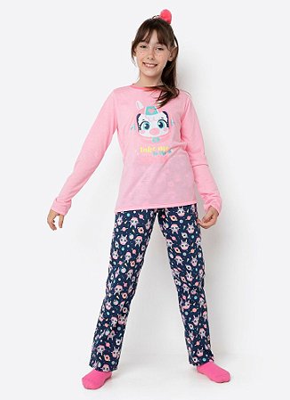 PIJAMA ML TEEN ECO LHAMA SPACE ROSA - PUKET