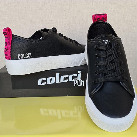 TENIS SINTETICO C/SOLA SINT. PVC EXP CAB.NEW MESTICO PRETO/PINK - COLCCI