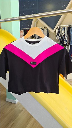 CAMISETA COLCCI PRETO/ROSA/OFF - COLCCI