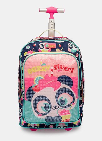 MOCHILA COM RODINHA PANDA SHAKE AZUL MARINHO - PUKET