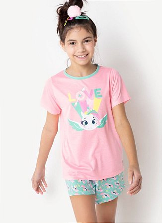 SHORT DOLL MC TEEN ECO UNICORNIO LOVE VERDE AGUA - PUKET