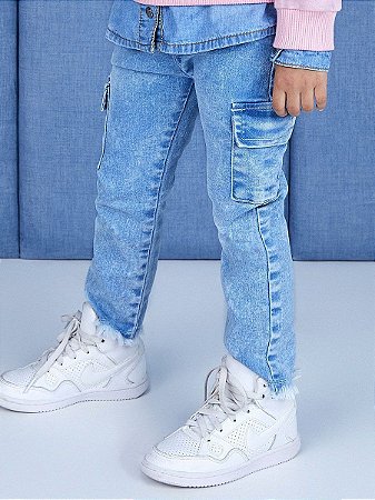 Calça Cargo Jeans - Pop Modas Jeans