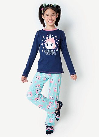 PIJAMA ML KIDS ECO UNICORNIO SHINE AZUL MARINHO PUKET