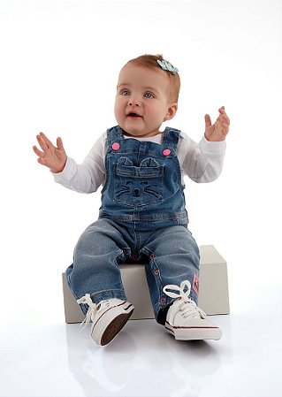 JARDINEIRA EM JEANS 194025 AZUL INDIGO UP BABY